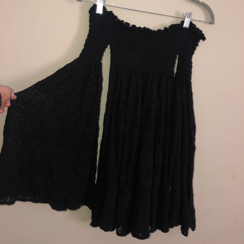 Free People black bell sleeve dress